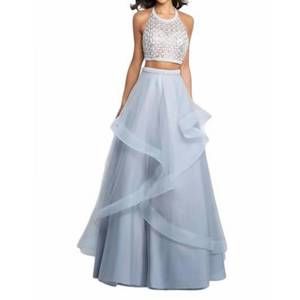NEW BLUSH PROM two-piece prom dress in silver